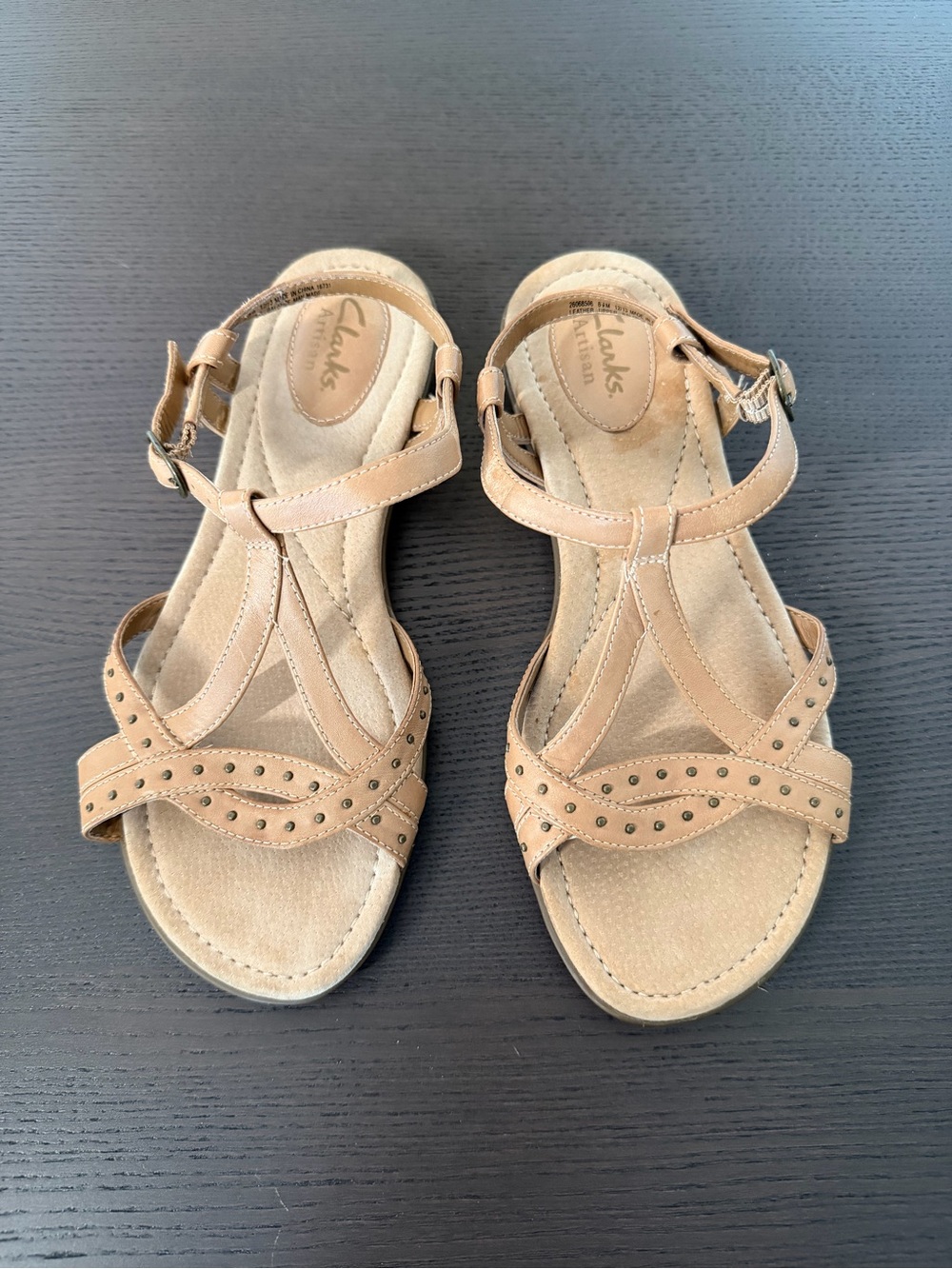 Clarks Artisan sandals, tan leather, size 6.5